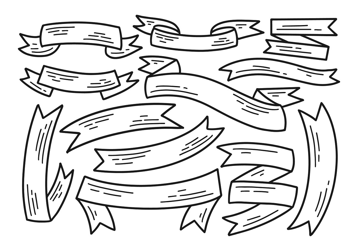 Ribbon Doodle Illustration, an Object Graphic by aditvest (Photo 2 of 4)