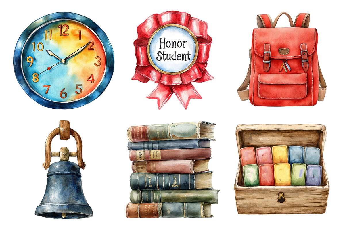 Back to School Retro School Clipart, an Illustration by Daily.Designs (Photo 2 of 5)