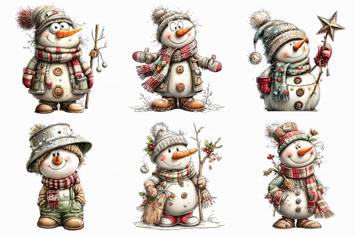 Rustic winter – Snowman PNG clipart, an Illustration by Libby Wishes (Photo 2 of 7)