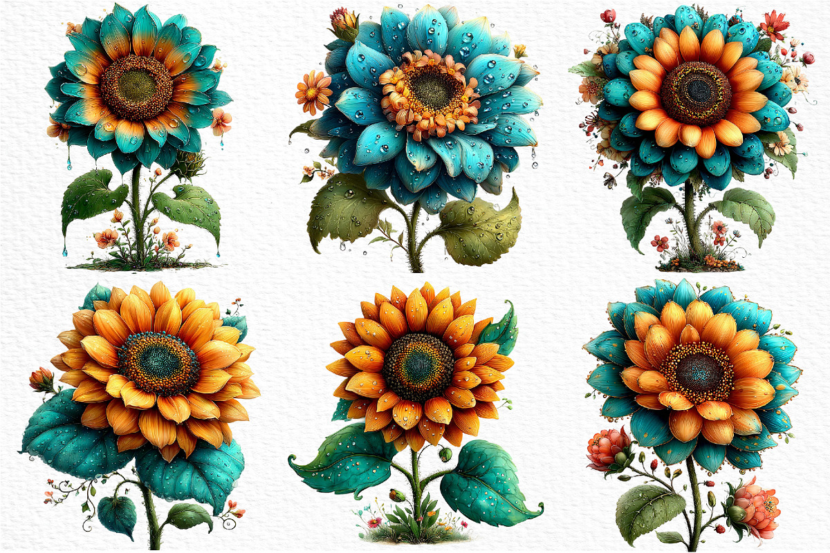 Whimsical Spring Sunflower Clipart, an Illustration by Craft Nest (Photo 2 of 11)