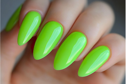 Chic neon green rounded nails for, a Beauty & Fashion Photo by Lermont51