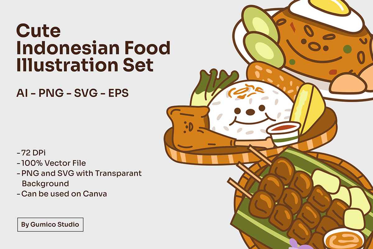 Cute Indonesian Food Illustration, a Food Illustration by Gumico Studio. (Photo 1 of 3)