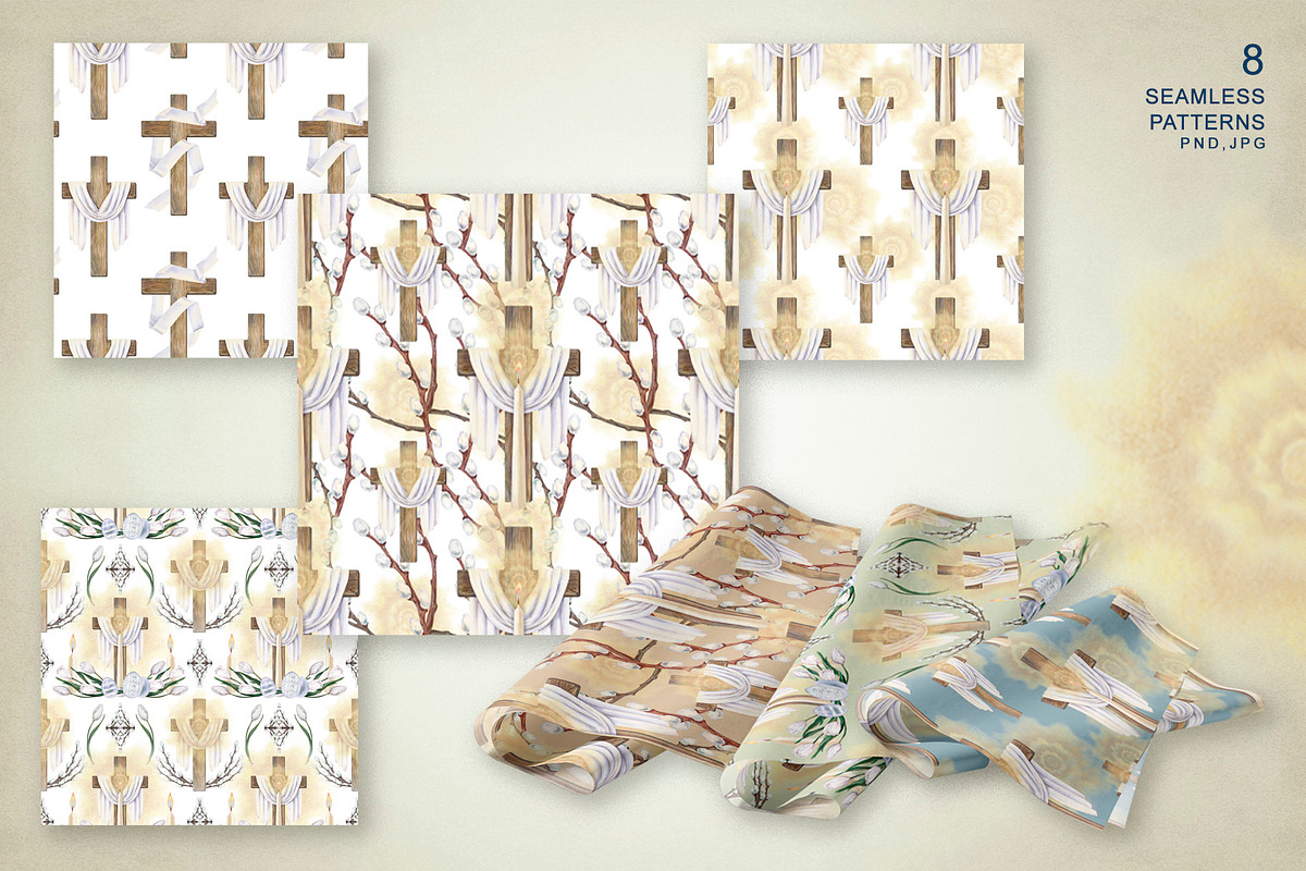 Easter Crosses, Watercolor Cliparts, a Seasonal Illustration by EL_SUHOVA (Photo 5 of 7)
