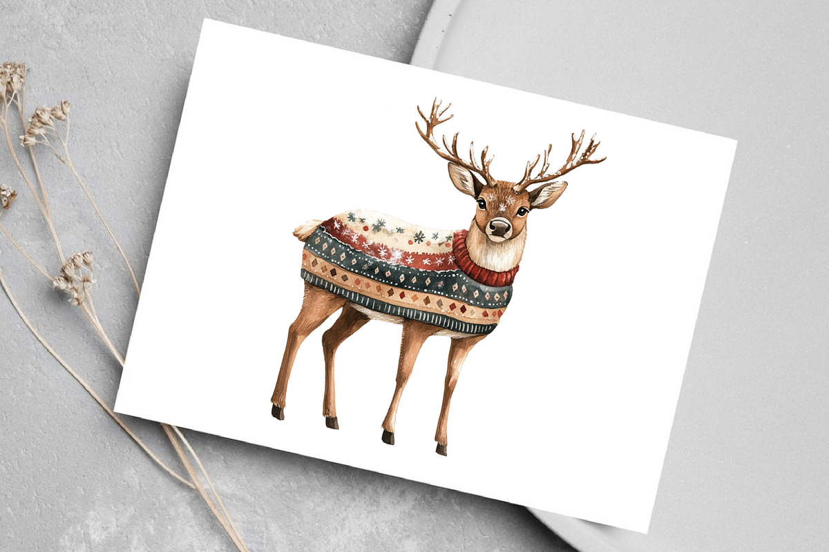 Watercolor Reindeer Christmas, an Illustration by Canvas Craft (Photo 5 of 8)