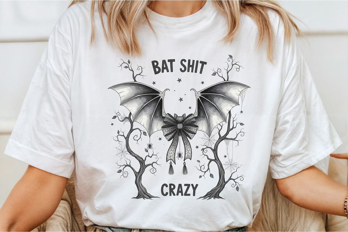 Bat Bow Crazy PNG, Funny Halloween, an Illustration by DreamCafeArt (Photo 2 of 7)