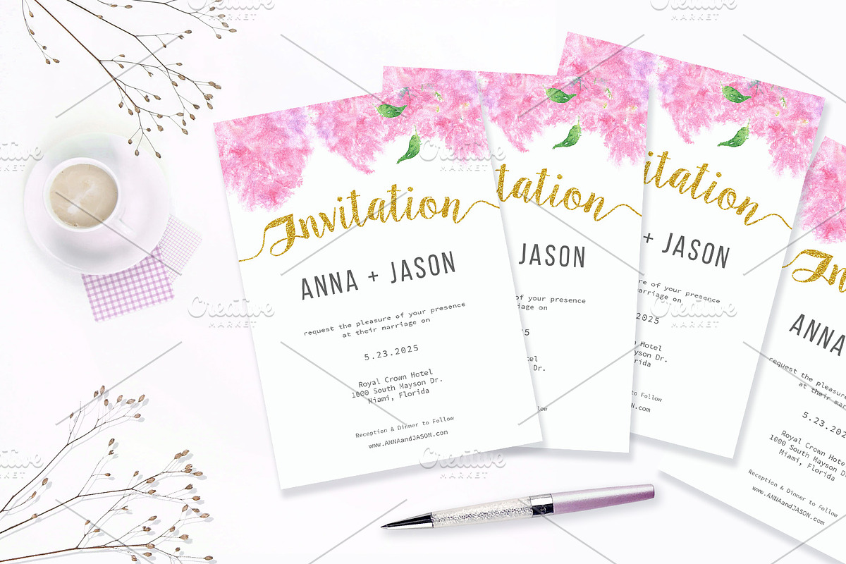 Pink Lilac Watercolor Wedding Invite, an Invitation Template by Love Design (Photo 6 of 7)