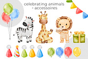Baby Birthday watercolor clipart, a Seasonal Illustration by Eves_Aquadreams (Thumbnail 3 of 13)