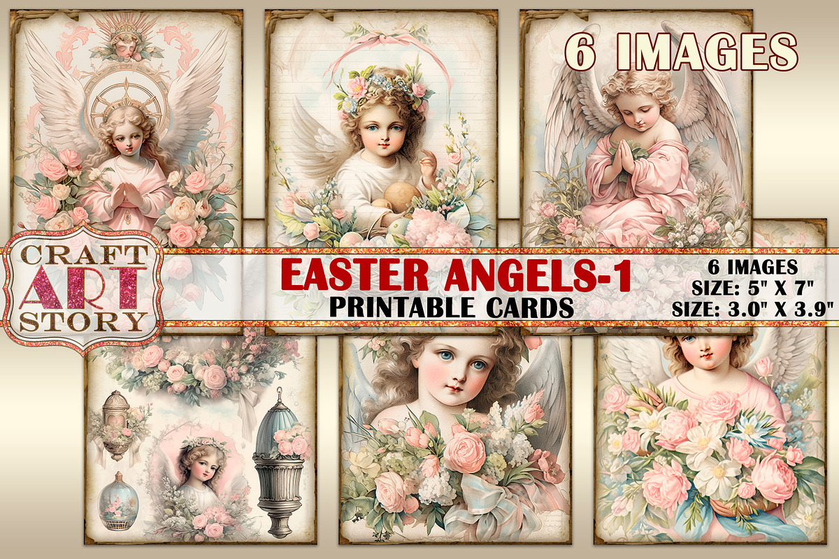 Easter collage cards Atc ACEO Bundle, a Seasonal Illustration by CraftArtStory (Photo 2 of 5)