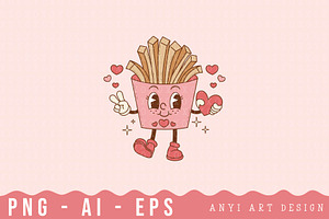 Retro Food Cartoon Valentines Day