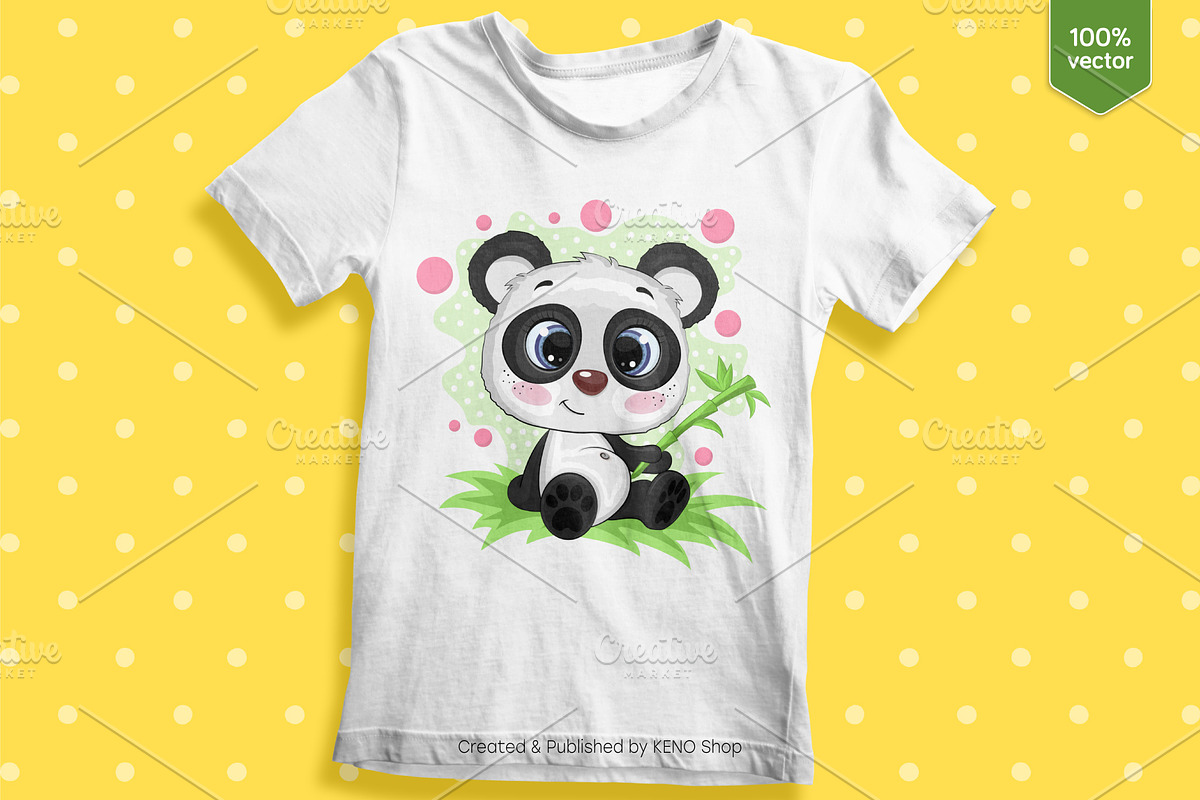 Cute cartoon panda. Tshirt, PNG., an Animal Illustration by KENO Mascots (Photo 4 of 5)