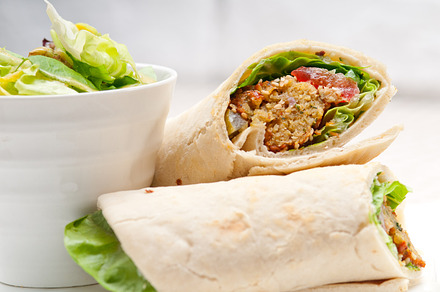 Falafel pita wrap sandwich 05 featuring appetizer, arabic, and beans, a Food & Drink Photo by keko64