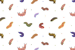 Cute Seamless Caterpillar Patterns