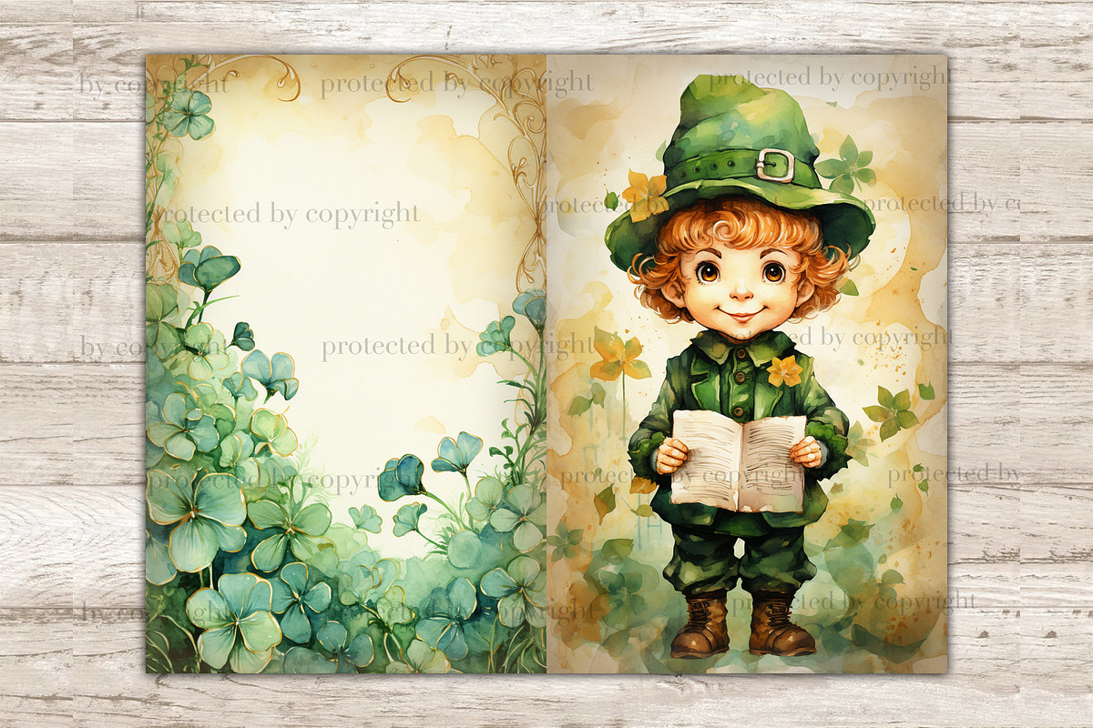Cute Leprechaun Junk Journal Pages, a Seasonal Illustration by GlamArtZhanna (Photo 7 of 10)