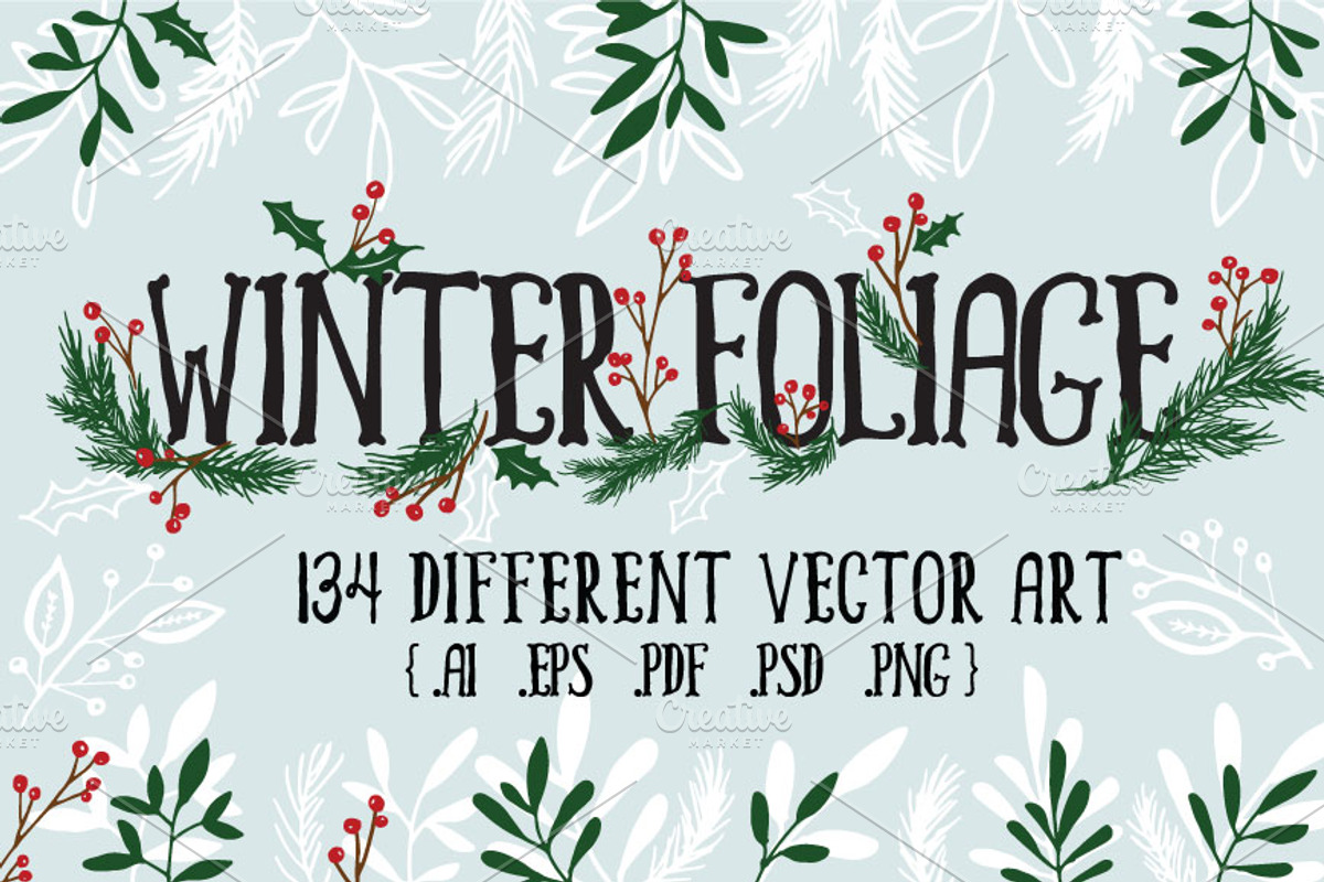 Hand Drawn Winter Christmas Foliage, an Illustration by La Bella Rue (Photo 1 of 4)