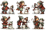 Christmas Girl & Snowman Clipart, an Illustration by Craft Nest (Thumbnail 10 of 10)