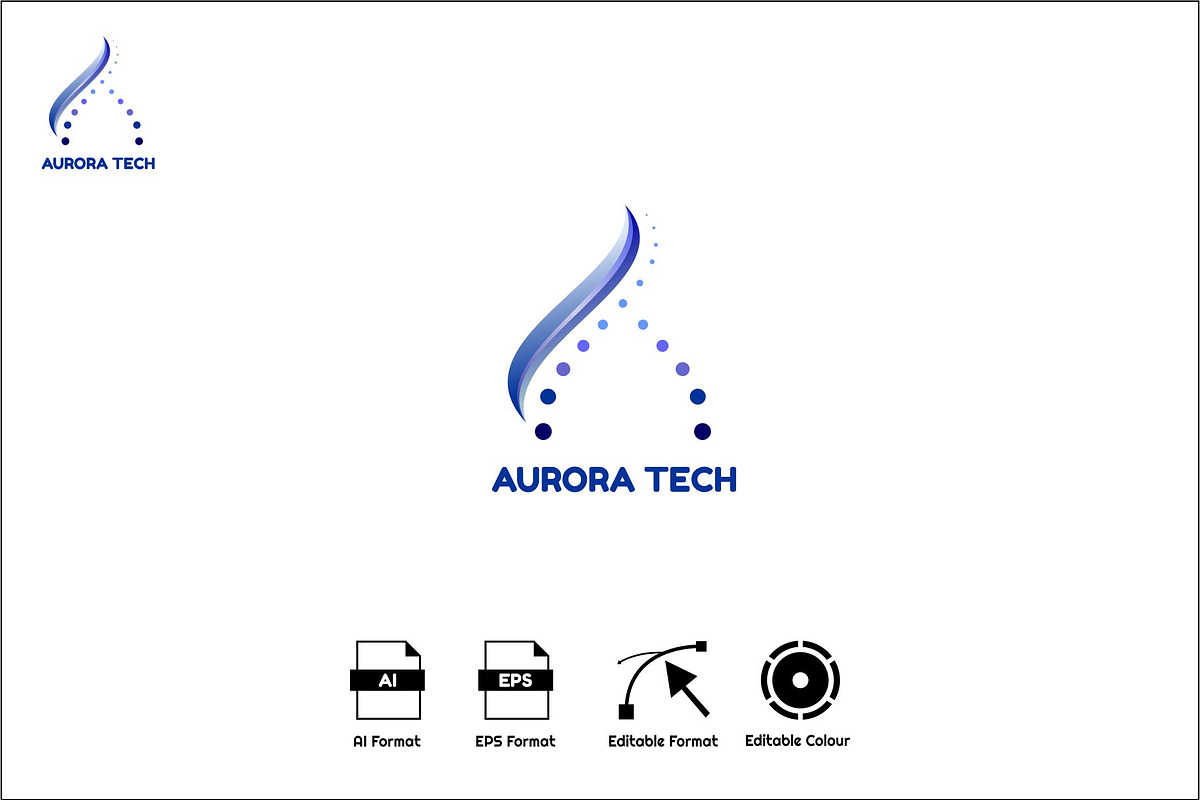 Aurora Tech Design Logo Template, a Branding & Logo Template by Ingat Sahabat (Photo 2 of 3)