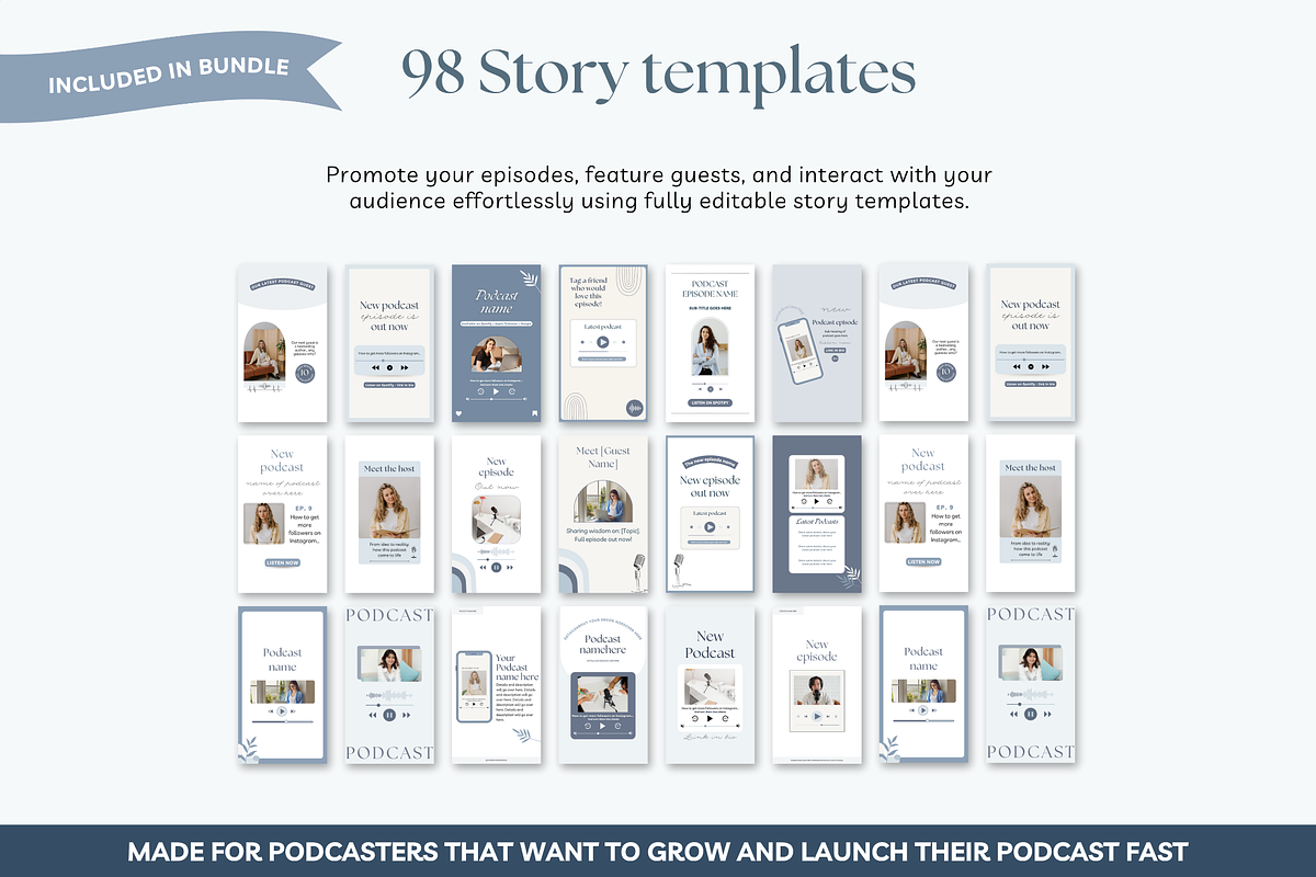 Podcast mega bundle Canva template preview 5