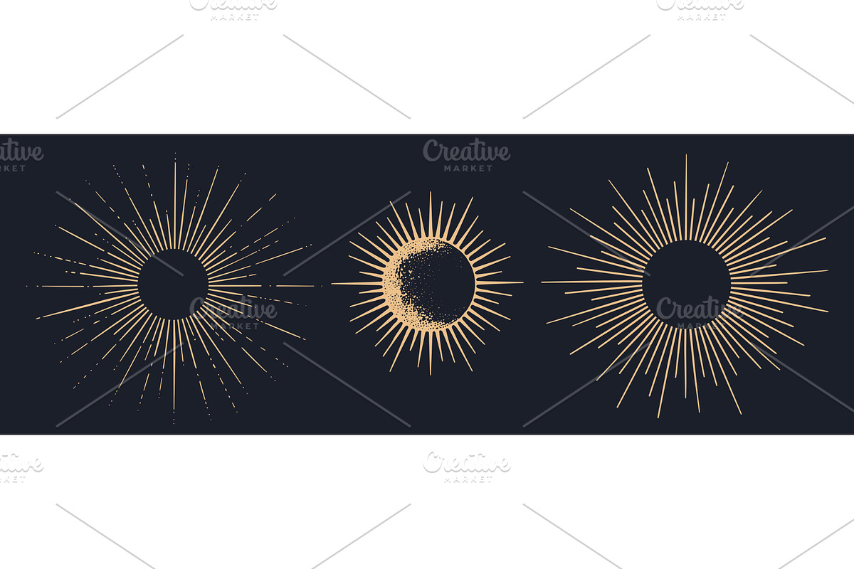 Sunburst, sun light ray. Vintage, an Object Illustration by Foxys Graphic