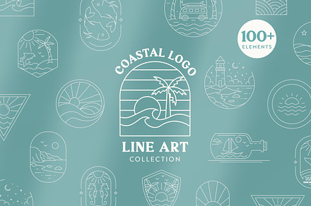 Coastal Line Art Logo Bundle