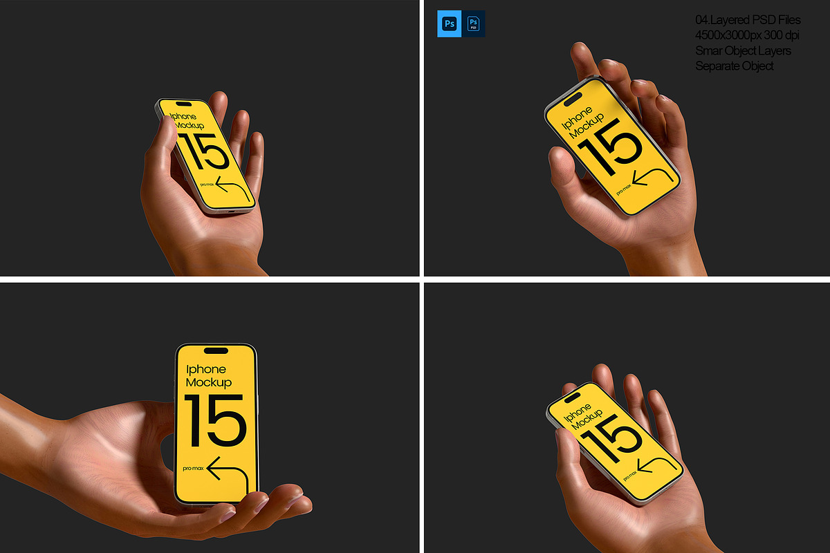 High Quality iPhone 15 Pro Mockup, an iPhone Mockup by safrizalstudio (Photo 1 of 5)