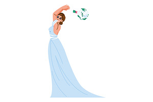 Bride throwing bouquet at wedding, a Person Illustration by pikepicture