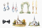 Boho Watercolor Wedding Clipart, a Decorative Illustration by OKArtHub (Thumbnail 7 of 12)