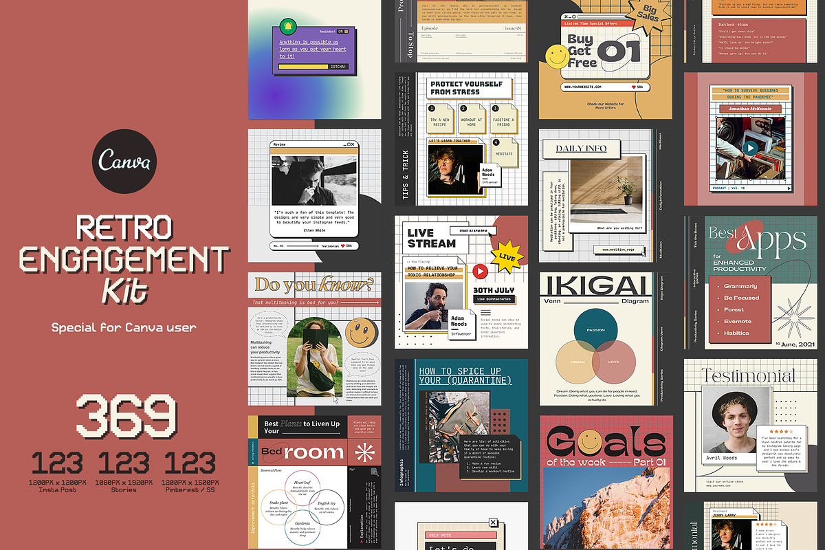 Instagram Engagement Retro CANVA, a Social Media Template by Analogi Studio (Photo 1 of 24)
