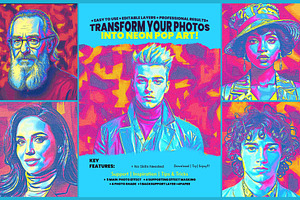 Neon Pop Art Photoshop Action, a Brushes & More by MRI STUDIO