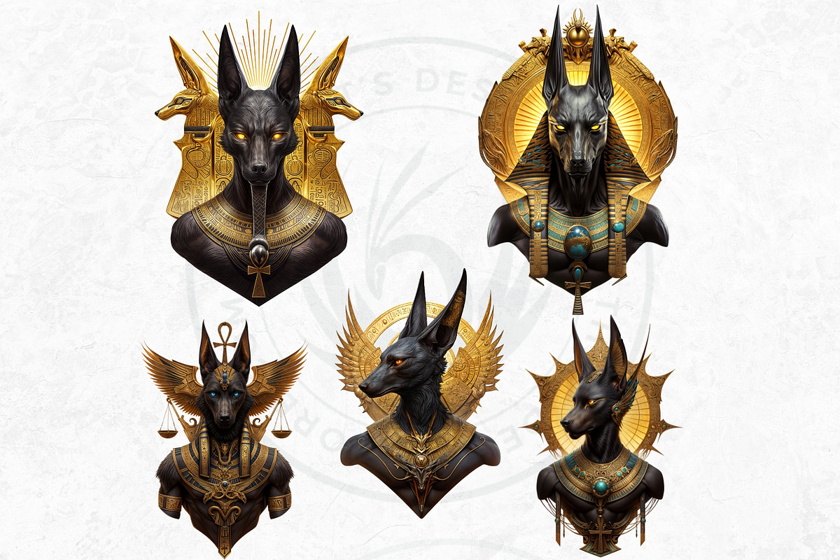 Egyptian God Anubis clipart Set, an Education Illustration by ThatsDesignArt (Photo 9 of 10)