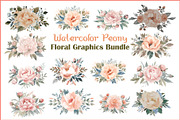 Watercolor Peony Floral Clipart Bund, a Graphic by Creativeshirt (Thumbnail 1 of 15)