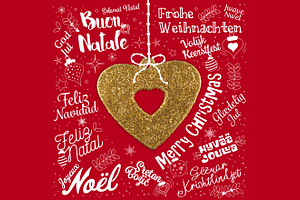 Merry christmas from world containing calligraphic, calligraphy, and card