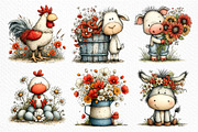 Watercolor Farm Clipart Bundle, a Seasonal Illustration by Craft Nest (Thumbnail 3 of 6)