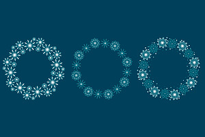 Round frames of white snowflakes, a Decorative Illustration by Tati_Kli