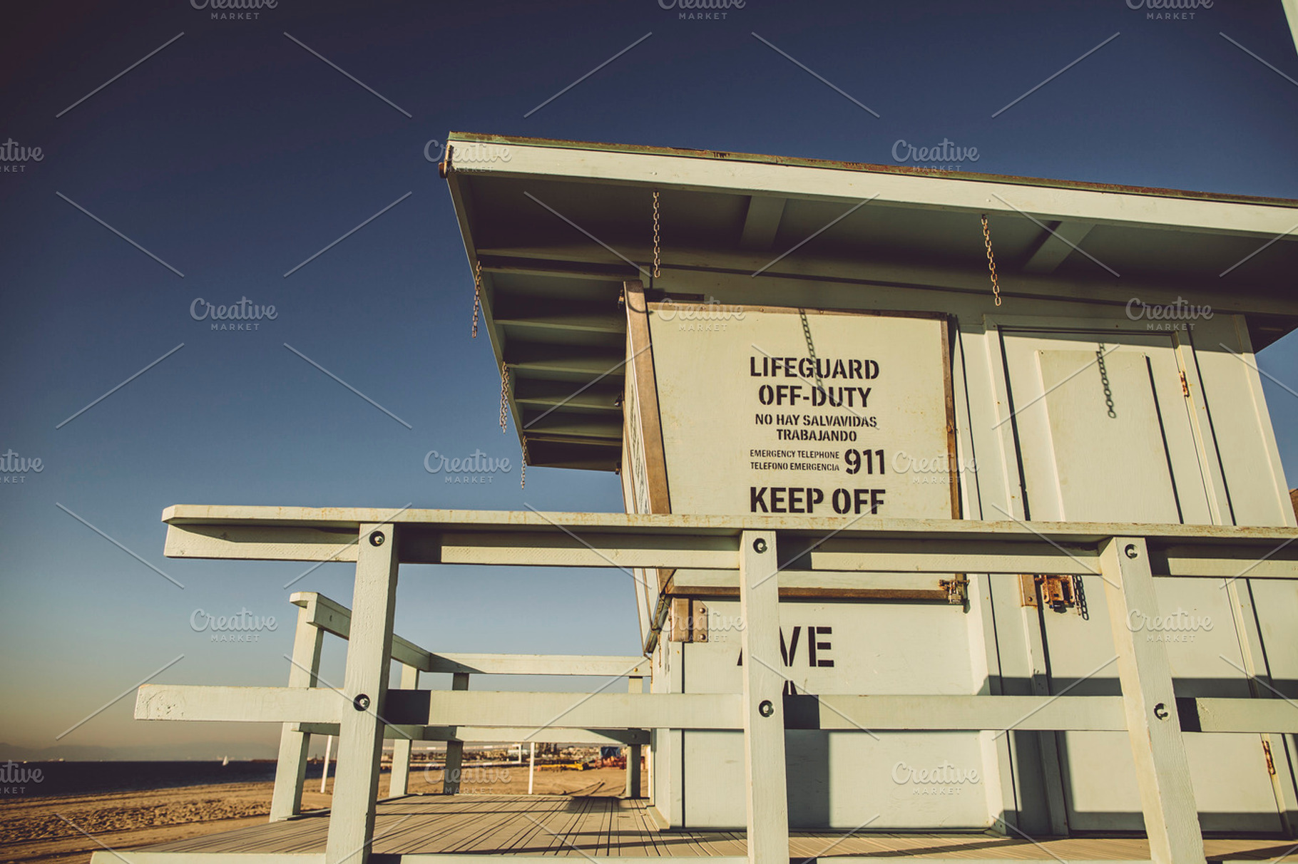 Lifeguard tower stock photo