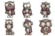 Whimsical Christmas Owl Clipart, an Illustration by Daily.Designs (Thumbnail 3 of 5)