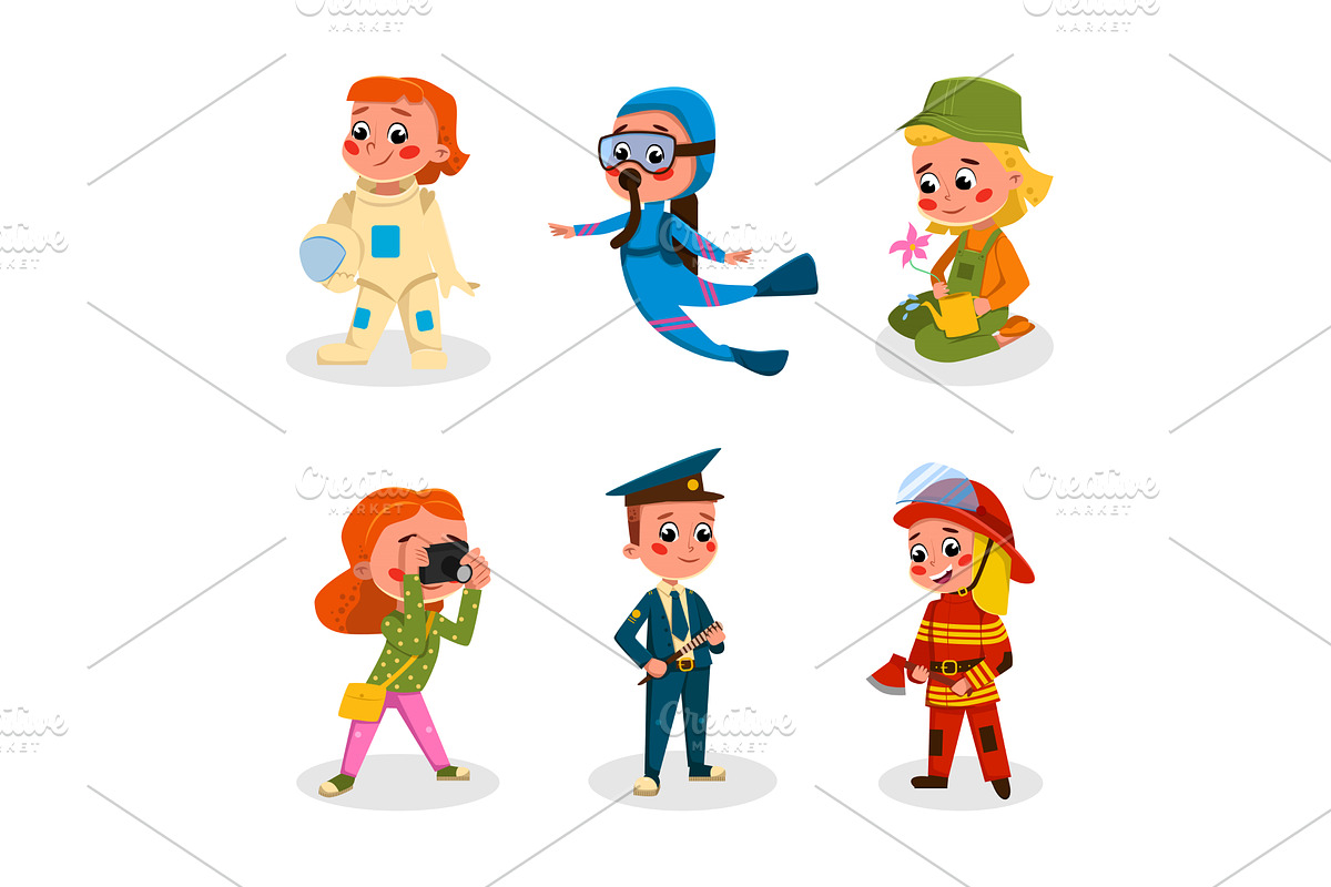 Cheerful Children Depicting, a Person Illustration by TopVectors