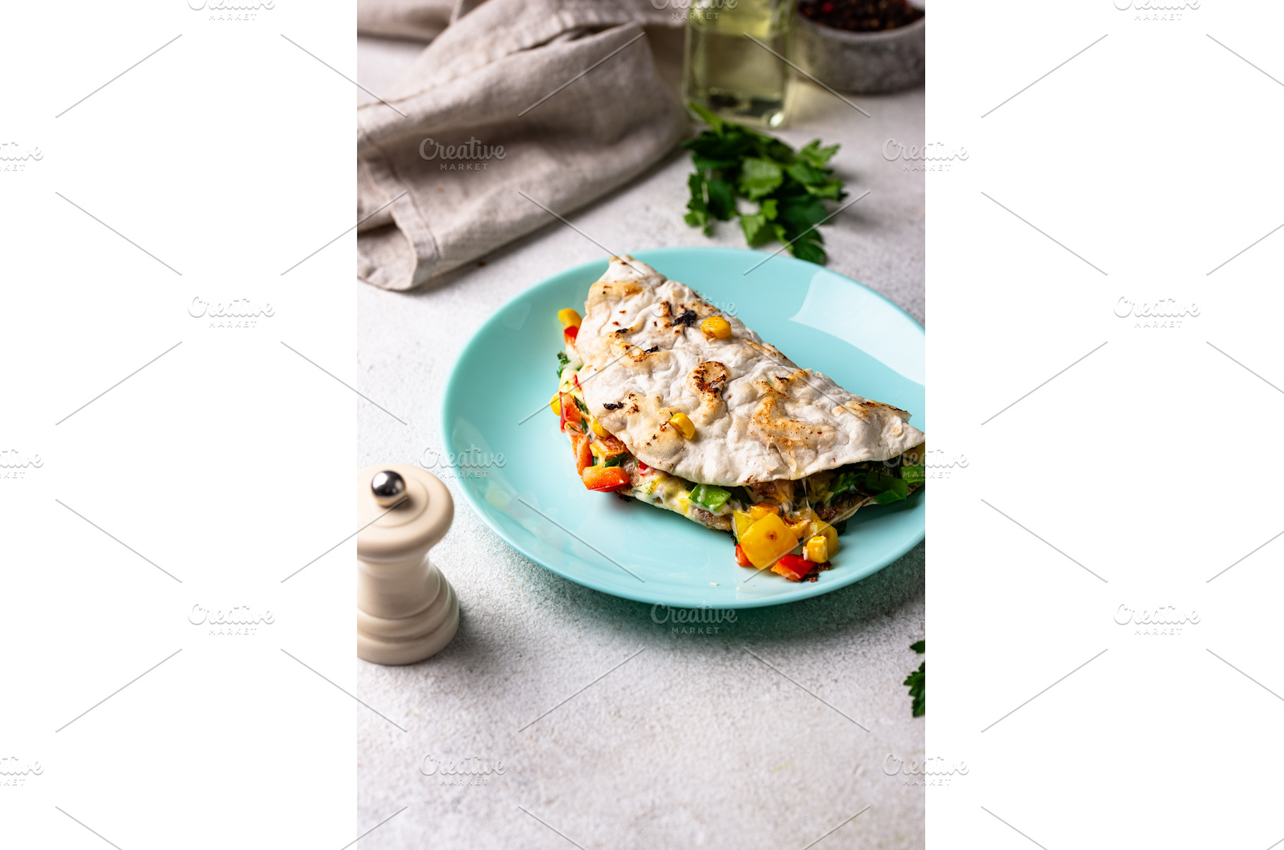 Mexican traditional snack quesadilla, a Food & Drink Photo by Yulia Furman