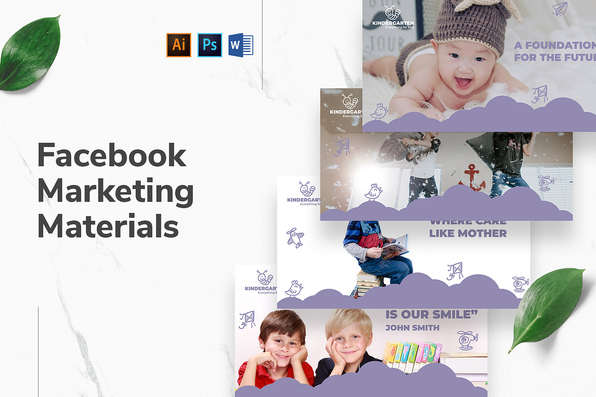 Kindergarten Facebook Materials, a Social Media Template by TemplatesNow! (Photo 1 of 7)