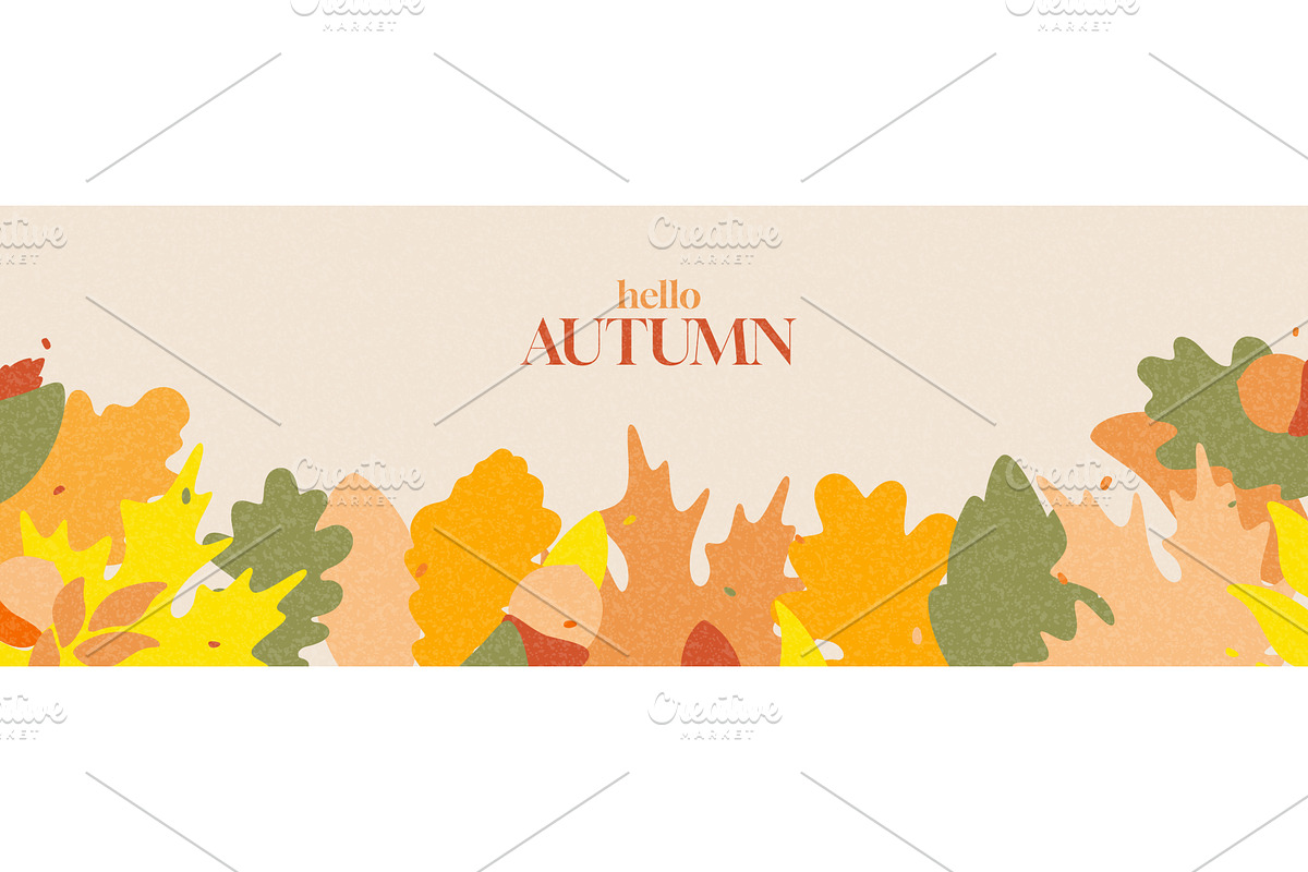 Horizontal hand-drawn autumn banner, a Texture Illustration by Andrey Yaroslavtsev