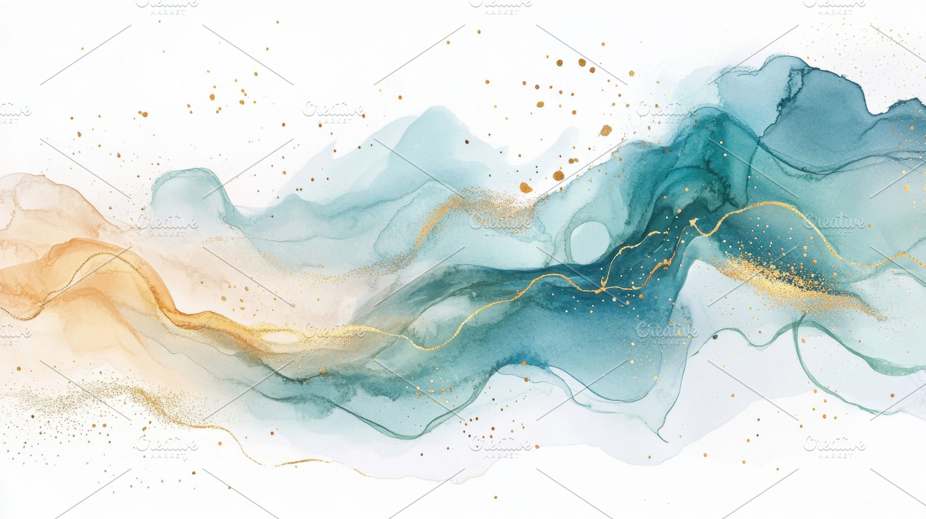 Gold-accented watercolor waves, a Photo by Beautiful things
