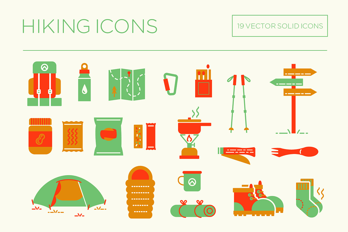 Hiking backpacking Icons, an Outline Icon by the cabin supply co (Photo 2 of 4)