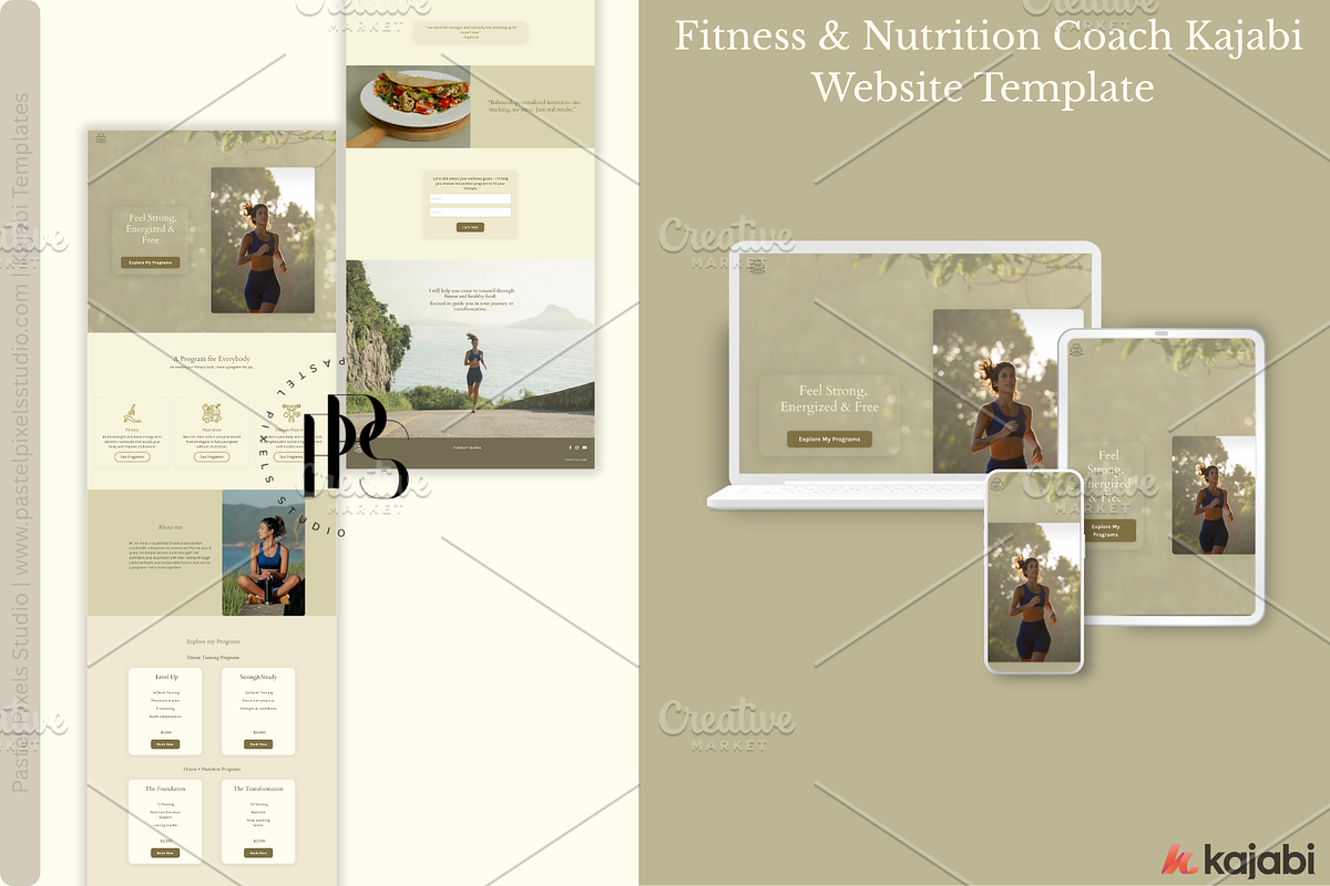 Fitness Coach Landing Page Template, a Landing Page Template by Pastel Pixels Studio (Photo 1 of 5)