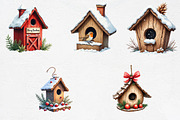 Christmas Bird House Clipart Bundle, an Illustration by CrexoraLab (Thumbnail 3 of 5)