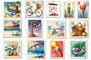 Summer Beach Postage Stamp Clipart, an Illustration by Dream Creation (Thumbnail 3 of 4)