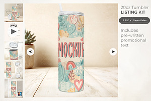 20oz Tumbler Mockup Listing Kit, a Cups & Container Mockup by StyledProductMockups