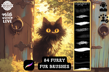 Fluffy Fur Brushes for Procreate, a Brush Add-On by Cozy Brushery