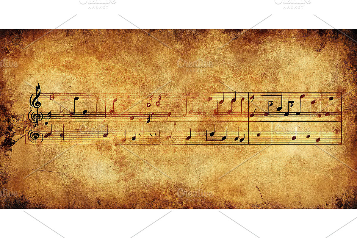 Vintage sheet music on grungy, a Texture Illustration by Lermont51