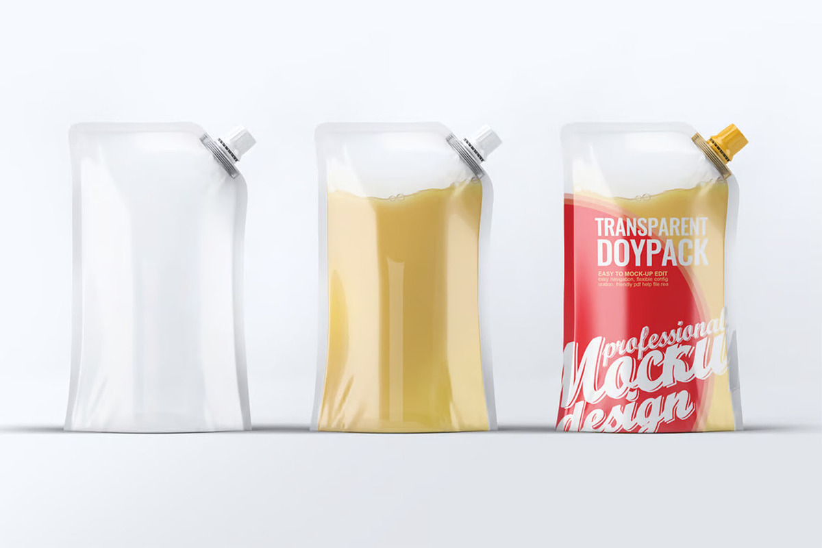 Transparent Doypack Package Mock-Up, a Packaging Mockup by DesignRushMarket (Photo 5 of 6)