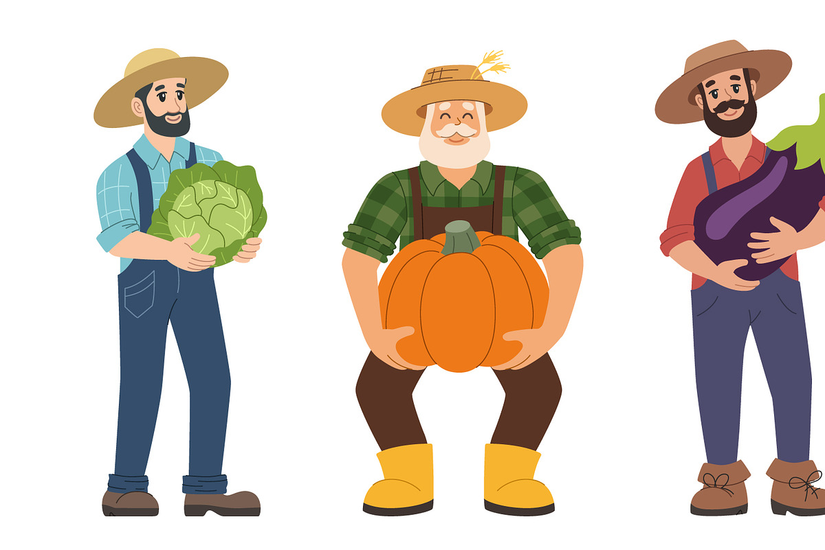 Cartoon happy farmers set., an Illustration by Barsuk's Shop (Photo 2 of 3)