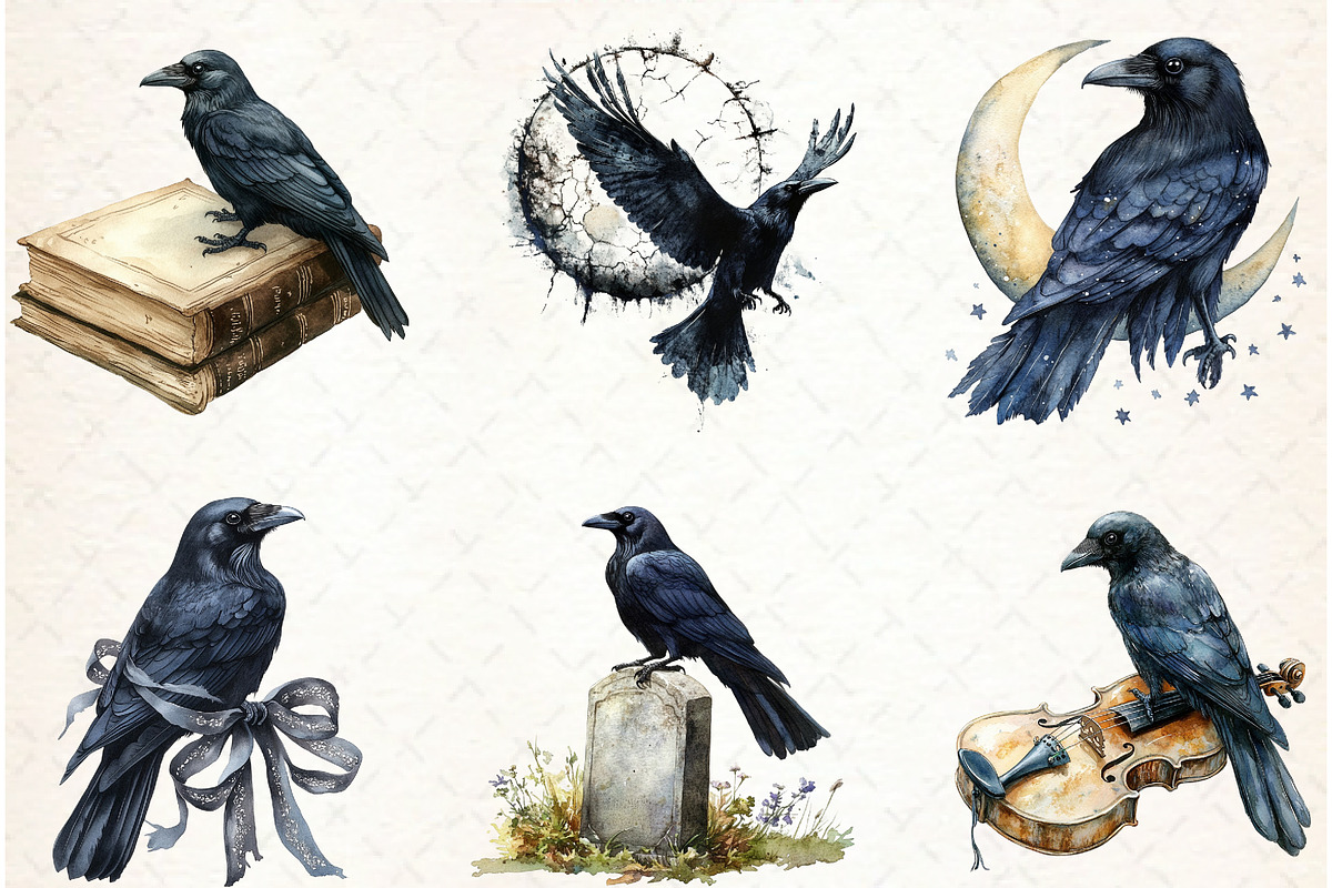 Gothic Raven Clipart, an Illustration by Libby Wishes (Photo 4 of 8)